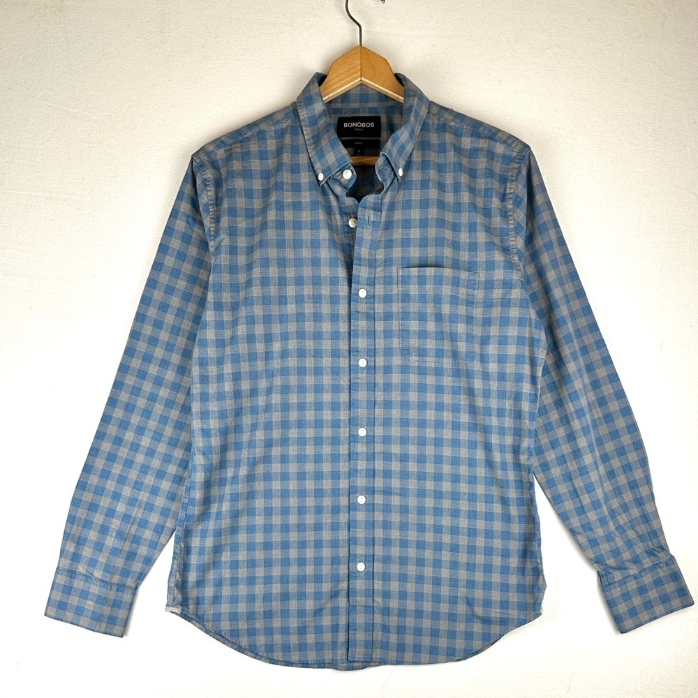 Bonobos‎ Plaid Check Button Down Shirt Stretch Slim Fit Office Business Casual